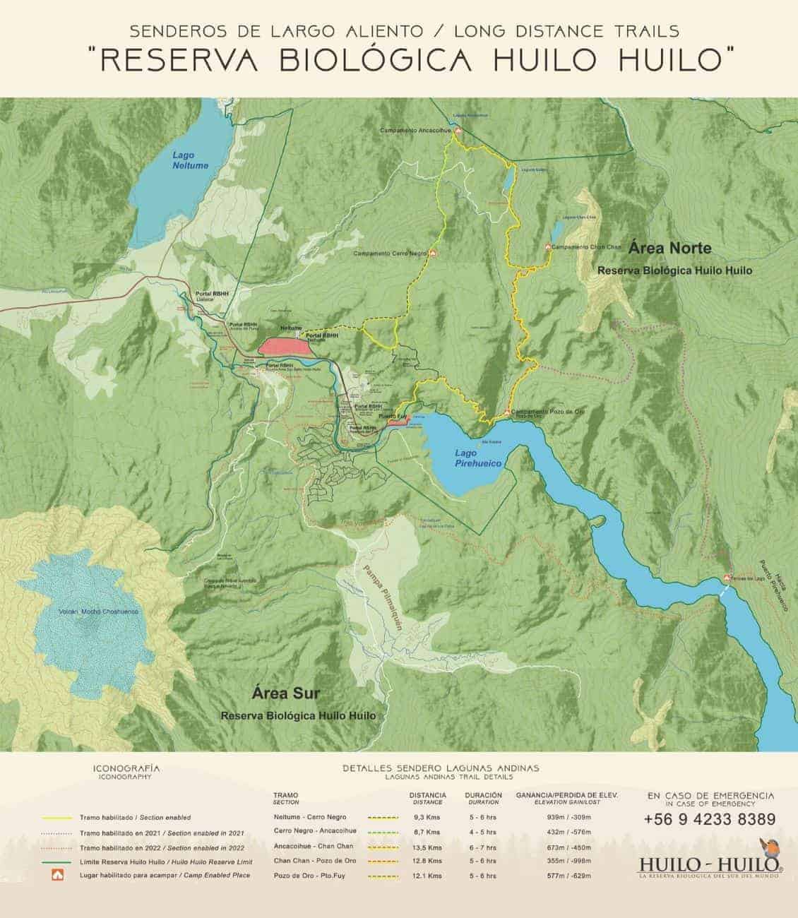 Un mapa del sendero en la reserva biológica hulo hulo.