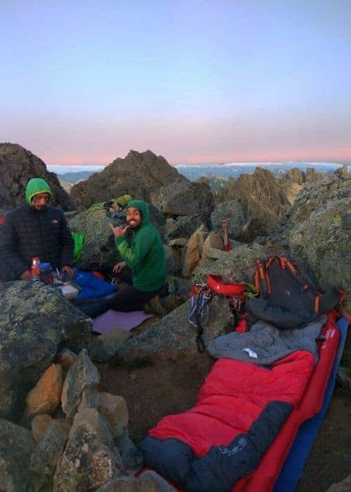 Un grupo de peinetas durmiendo en lo alto de una montaña.